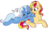 Size: 663x400 | Tagged: safe, artist:lulubell, sunset shimmer, trixie, pony, unicorn, g4, blushing, butthug, cuddling, duo, eyes closed, female, lesbian, mare, open mouth, open smile, prone, ship:suntrix, shipping, simple background, smiling, snuggling, transparent background, unshorn fetlocks