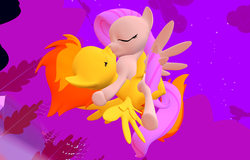 Size: 1600x1024 | Tagged: safe, artist:viranimation, fluttershy, spitfire, g4, 3d, female, gmod, lesbian, shipping, spitshy