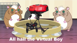 Size: 850x472 | Tagged: safe, hamster, equestria girls, g4, hamstocalypse now, my little pony equestria girls: rainbow rocks, all hail the virtual boy, hypno hamster, hypnosis, musical instrument, tambourine, tomodachi life, virtual boy