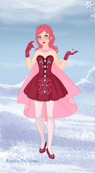 Size: 370x670 | Tagged: safe, artist:azaleasdolls, pinkie pie, earth pony, human, pony, equestria girls, g4, clothes, creator, crossover, doll, female, frozen, frozen (movie), humanized, snow queen maker, solo, toy