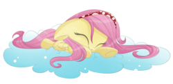 Size: 1500x727 | Tagged: safe, artist:blackfreya, fluttershy, g4, chibi, cloud, female, headband, simple background, solo, transparent background