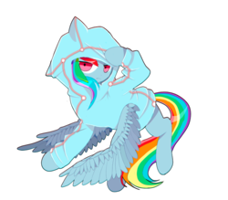 Size: 788x690 | Tagged: safe, artist:cosmichat, rainbow dash, g4, clothes, female, hoodie, simple background, solo, transparent background