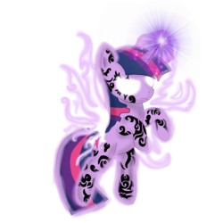 Size: 825x825 | Tagged: safe, artist:goforgold, twilight sparkle, g4, female, flying, magic, solo, tattoo, wings