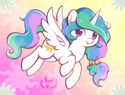 Size: 1200x910 | Tagged: safe, artist:raininess, princess celestia, g4, alternate hairstyle, cute, cutelestia, female, looking at you, open mouth, solo