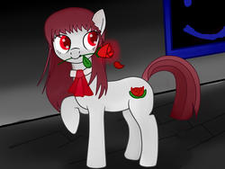 Size: 3648x2736 | Tagged: safe, artist:leolr9, pony, high res, horror game, ib, ib (character), ponified, rose, solo