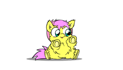 Size: 740x421 | Tagged: safe, artist:marcusmaximus, fluttershy, fluffy pony, g4, female, interactive fluffy, solo