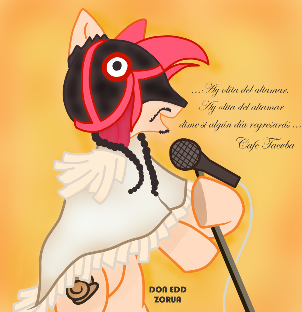 598918 Artist Doneddzorua Beard Bird Cafe Tacvba Clothes Hat Mexican Mexico Microphone Moustache Poncho Ponified Ruben Albarran Safe Singing Solo Zopilote Derpibooru tacvba clothes hat mexican