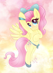 Size: 950x1300 | Tagged: safe, artist:joakaha, fluttershy, pony, g4, alternate hairstyle, ballet, bipedal, bow, clothes, dancing, female, shoes, solo