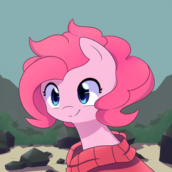 Size: 2000x2000 | Tagged: safe, artist:joyfulinsanity, pinkie pie, anthro, g4, clothes, cute, diapinkes, female, high res, solo, sweater, turtleneck