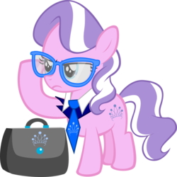 Size: 1072x1072 | Tagged: safe, artist:magerblutooth, diamond tiara, earth pony, pony, g4, bag, female, filly, foal, glasses, missing accessory, necktie, simple background, solo, transparent background, vector
