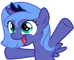 Size: 5000x4012 | Tagged: safe, artist:ex-machinart, princess luna, g4, absurd resolution, female, filly, happy, open mouth, s1 luna, simple background, smiling, solo, woona