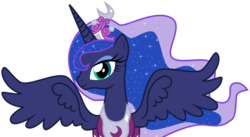 Size: 7000x3826 | Tagged: safe, artist:ex-machinart, princess luna, g4, female, simple background, solo, spread wings, transparent background, vector