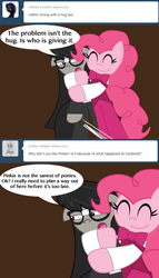 Size: 500x876 | Tagged: safe, artist:sonic-chaos, octavia melody, pinkie pie, four string samurai, g4, ask, clothes, glasses, suit, tumblr