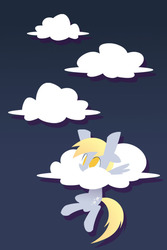 Size: 640x960 | Tagged: safe, artist:yikomega, derpy hooves, pegasus, pony, g4, cloud, cloudy, female, gradient background, mare, solo