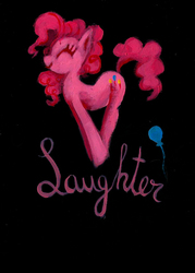 Size: 931x1303 | Tagged: safe, artist:winderly, pinkie pie, g4, element of laughter, female, one word, solo, traditional art