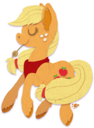 Size: 461x630 | Tagged: safe, artist:essely, artist:essely38, applejack, g4, bandana, eyes closed, female, mouth hold, simple background, solo, straw, unshorn fetlocks