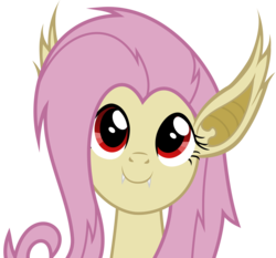 Size: 6000x5600 | Tagged: safe, artist:magister39, fluttershy, bat pony, pony, vampire, bats!, g4, absurd resolution, bat ponified, c:, cute, fangs, female, flutterbat, looking at you, looking up, looking up at you, race swap, simple background, smiling, solo, transparent background, vector