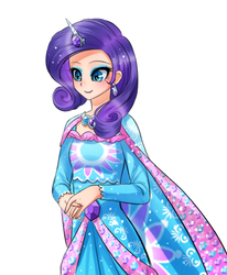 Size: 617x748 | Tagged: safe, artist:racoonsan, rarity, human, g4, simple ways, clothes, crossover, dress, female, horn, horned humanization, humanized, solo