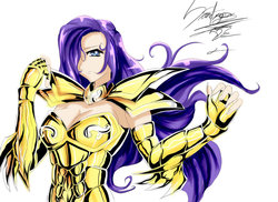 Size: 1024x744 | Tagged: safe, artist:arkanyareth, rarity, human, g4, armor, female, gold cloth, gold saint, humanized, pisces, saint seiya, solo