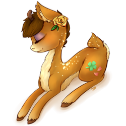 Size: 1024x1024 | Tagged: safe, artist:grandifloru, oc, oc only, oc:clover bud, deer pony, original species, pony, flower, simple background, solo, transparent background