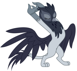 Size: 6000x5500 | Tagged: safe, artist:magister39, giselle, irma, griffon, g4, rainbow falls, absurd resolution, background griffon, eyes closed, simple background, solo, stretching, transparent background, vector