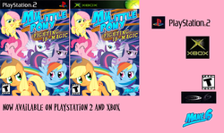 Size: 6448x3848 | Tagged: safe, applejack, fluttershy, pinkie pie, rainbow dash, rarity, twilight sparkle, fighting is magic, g4, cover art, esrb, mane six, playstation 2, t rating, teenager, video game, xbox