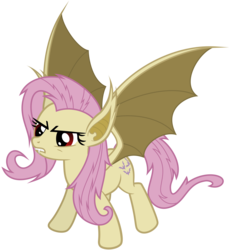 Size: 5600x6000 | Tagged: safe, artist:magister39, fluttershy, bat pony, pony, vampire, bats!, g4, absurd resolution, angry, bat ponified, female, flutterbat, race swap, simple background, solo, transparent background, vector