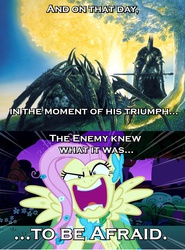 Size: 831x1122 | Tagged: source needed, safe, edit, edited screencap, screencap, fluttershy, giant spider, pegasus, pony, spider, g4, crossover, female, flutterrage, fluttertree, image macro, laurelin, lord of the rings, mare, meme, morgoth, telperion, the silmarillion, two trees of valinor, ungoliant