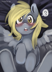Size: 650x897 | Tagged: safe, artist:ende26, derpy hooves, pegasus, pony, g4, 30 minute art challenge, blushing, female, mare, solo