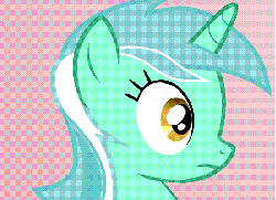 Size: 550x400 | Tagged: safe, artist:ralek, lyra heartstrings, pony, unicorn, g4, animated, blinking, female, gif, looking at you, mare, pink background, reaction image, simple background, solo