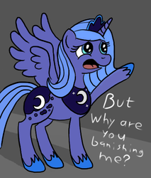 Size: 402x472 | Tagged: safe, artist:mysticolt, princess luna, g4, banishment, begging, female, question, s1 luna, sad, solo