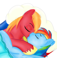 Size: 223x227 | Tagged: safe, artist:karmadash, big macintosh, rainbow dash, earth pony, pony, g4, male, ship:rainbowmac, shipping, sleeping, stallion, straight