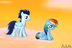 Size: 1024x681 | Tagged: safe, artist:rulette, rainbow dash, soarin', g4, crying, female, male, ship:soarindash, shipping, straight