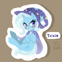 Size: 1054x1041 | Tagged: safe, artist:doubt, trixie, pony, unicorn, g4, blushing, female, grin, mare, simple background, solo