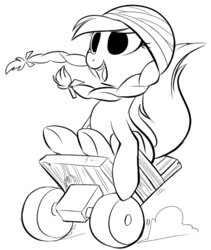 Size: 516x610 | Tagged: safe, artist:php27, jinx, g4, background pony, bandage, disabled, female, monochrome, sketch, solo, wheelchair