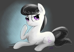 Size: 2603x1820 | Tagged: safe, artist:ab, octavia melody, g4, backwards cutie mark, female, prone, solo