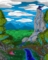 Size: 3348x4160 | Tagged: safe, artist:mlpdarksparx, princess luna, g4, cloud, female, long mane, river, scenery, solo, stars