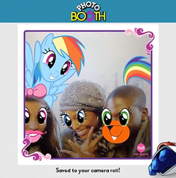 Size: 450x456 | Tagged: safe, edit, rainbow dash, human, g4, official, abomination, hub logo, hub network, irl, irl human, littlest pet shop, photo, photo booth, russell ferguson, the hub, wat