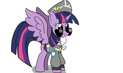 Size: 5000x3000 | Tagged: safe, artist:lamb-of-god-46, commander easy glider, twilight sparkle, alicorn, pony, g4, testing testing 1-2-3, ancient wonderbolts uniform, clothes, female, high res, mare, simple background, solo, twilight sparkle (alicorn), uniform