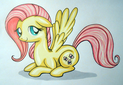 Size: 4134x2850 | Tagged: safe, artist:foxbeast, fluttershy, g4, female, solo, spread wings, traditional art