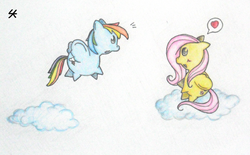 Size: 600x373 | Tagged: safe, artist:stellakris, fluttershy, rainbow dash, g4, cute, female, lesbian, ship:flutterdash, shipping