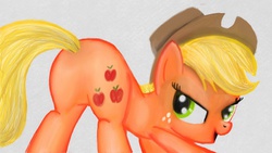 Size: 800x450 | Tagged: safe, artist:tomtornados, applejack, earth pony, pony, g4, art academy sketchpad, butt, female, miiverse, plot, solo