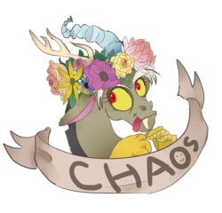 Size: 1250x1200 | Tagged: safe, artist:tenderlumpkins, discord, g4, floral head wreath, male, solo