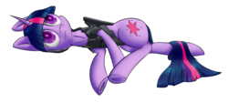 Size: 2994x1358 | Tagged: safe, artist:michinix, twilight sparkle, g4, armor, female, on side, simple background, solo
