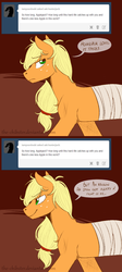 Size: 568x1273 | Tagged: safe, artist:the-chibster, applejack, g4, alternate universe, ask-hunterjack, bandage, female, solo, tumblr