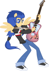 Size: 4476x6500 | Tagged: safe, artist:theshadowstone, flash sentry, equestria girls, g4, my little pony equestria girls: rainbow rocks, absurd resolution, alternate hairstyle, guitar, male, ponied up, simple background, solo, transparent background