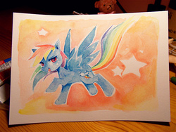 Size: 800x600 | Tagged: safe, artist:yuyani-sama, rainbow dash, g4, female, pixiv, solo, traditional art, watercolor painting