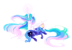 Size: 2460x1700 | Tagged: safe, artist:graypaint, princess celestia, princess luna, g4, s1 luna, sleeping