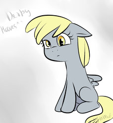 Size: 853x937 | Tagged: safe, artist:katedoof, derpy hooves, pegasus, pony, g4, blank flank, female, mare, sitting, solo