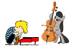 Size: 1915x1290 | Tagged: safe, octavia melody, g4, cello, crossover, missing accessory, music, musical instrument, musician, peanuts, piano, schroeder